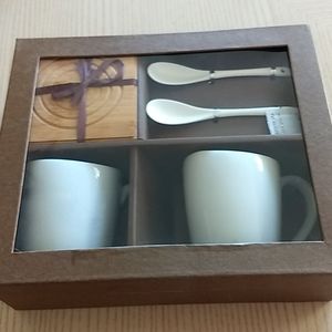 Coffee, tea,  mug set for 2 spoons coasters new